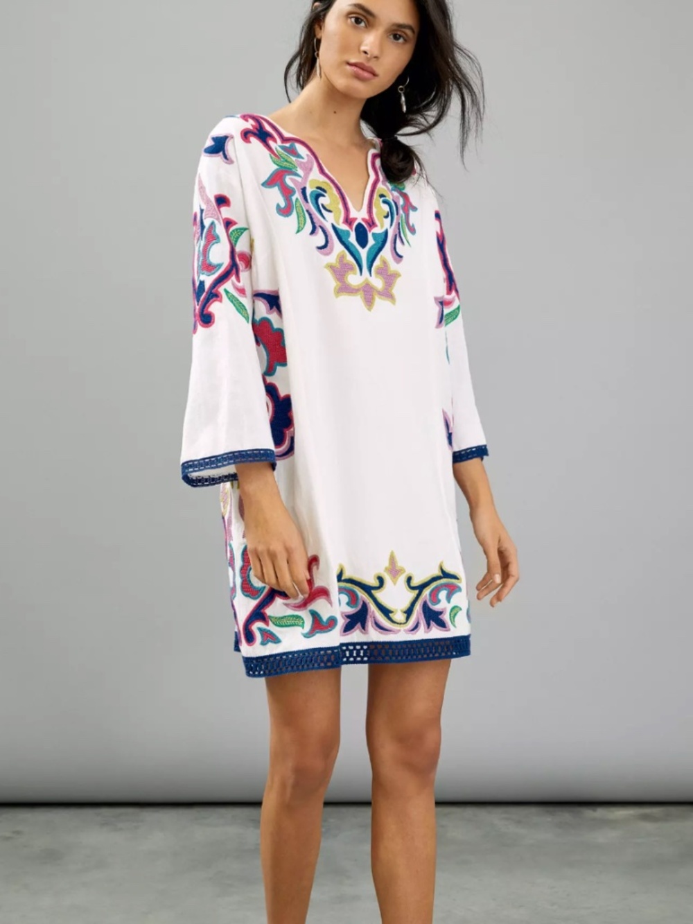 Maeve Anthropologie Olympia Embroidered Tunic Dress size Medium